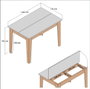 KIEVA MEN8683743327485 Mesa de cocina con almacenaje, Melamina, Blanco/Roble, Rectangular, 110 x 75 x 72 cm