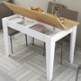 KIEVA MEN8683743327485 Mesa de cocina con almacenaje, Melamina, Blanco/Roble, Rectangular, 110 x 75 x 72 cm