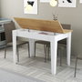 KIEVA MEN8683743327485 Mesa de cocina con almacenaje, Melamina, Blanco/Roble, Rectangular, 110 x 75 x 72 cm