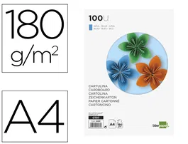 Liderpapel Cartulina A4 180g/m² Azul Paquete 100 Hojas