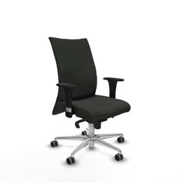 PIQUERAS Y CRESPO Silla Albacete Confidente con Mecanismo Sincro, Tela Negra, Base Aluminio y Brazos 1D