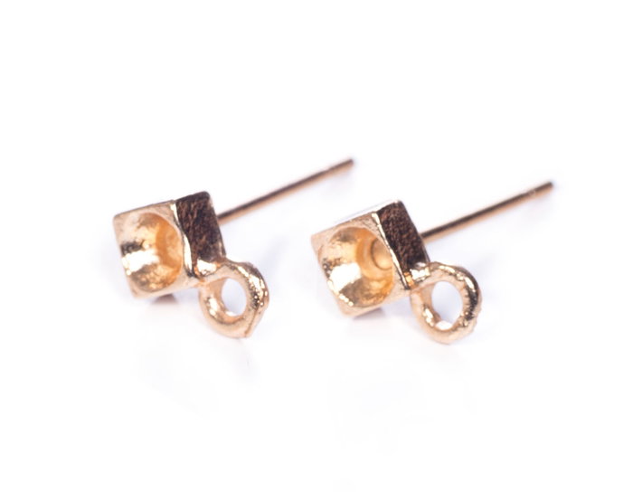 Innspiro Pendiente metálico cuadrado dorado con anilla para Xilion 3mm Innspiro Pendiente metálico cuadrado dorado con anilla para Xilion 3mm