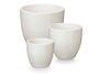 Ibergarden Set de 3 Macetas Abombadas de Arcilla en Blanco Mate - 14 cm, 17.5 cm y 23 cm de Ancho, Conjunto Decorativo para Plantas