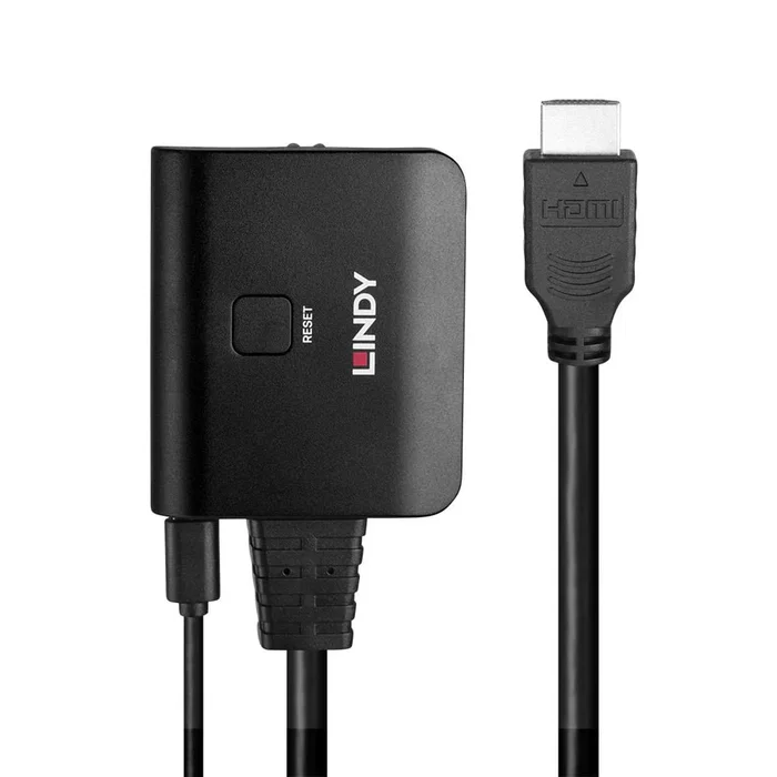 Lindy 38356 Repartidor de señal HDMI 1x2, 4K UHD a 60Hz HDR, HDMI 2.0 con Cable de 0.5m, Negro Lindy 38356 Repartidor de señal HDMI 1x2, 4K UHD a 60Hz HDR, HDMI 2.0 con Cable de 0.5m, Negro
