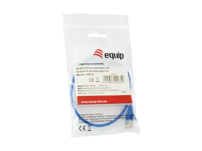 EQUIP Cable Patch Cat6A F/FTP Plano Azul 0,5m