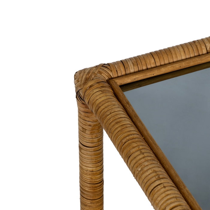 Mesa Centro Natural Ratán / Cristal 90 X 40 X 42 cm