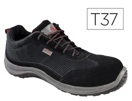 Deltaplus Zapatos de Seguridad Asti Piel Serraje Afelpado Malla Aireada Suela Composite Negro Talla 37 S1PS