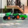 FALK Tractor de pedal Supercharger rojo con capó de apertura y remolque para niños de 2 a 5 años