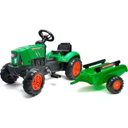 FALK Tractor de pedal Supercharger rojo con capó de apertura y remolque para niños de 2 a 5 años