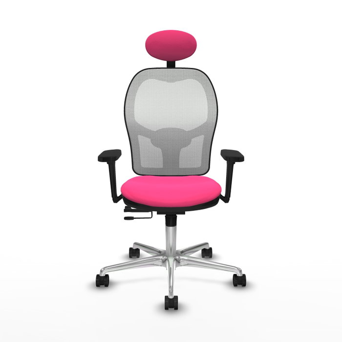 PIQUERAS Y CRESPO Silla de oficina Jorquera Rosa y Blanco con mecanismo Sincro/Traslack
