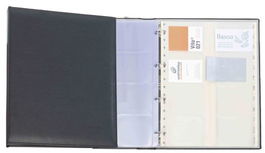 Tarjetero 4 Anillas Pardo Autograph Sim.Piel A4 20 Fundas Y Sep.A-Z 320 Tarjetas Negro