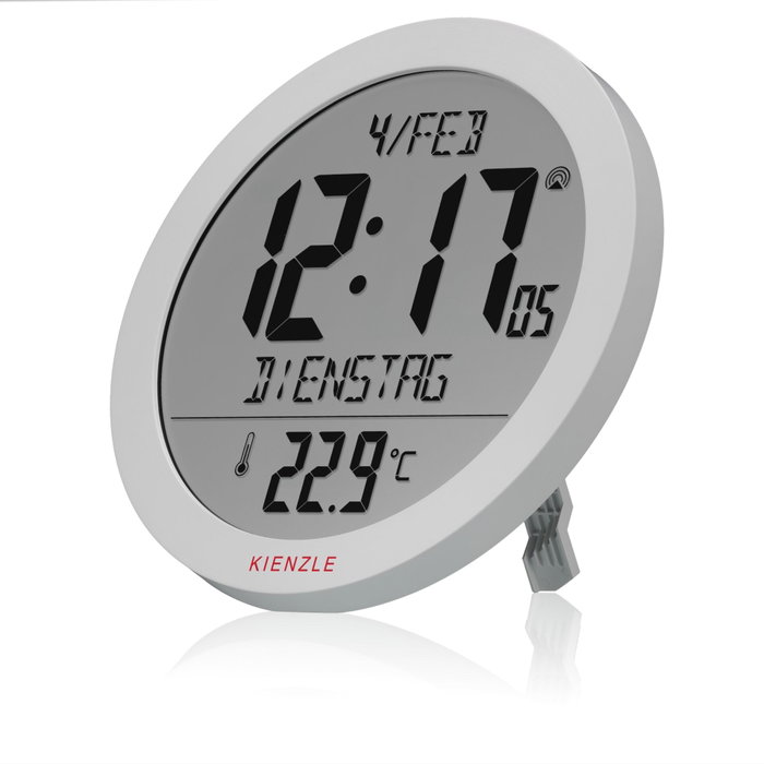 Kienzle Reloj de pared digital con control por radio y temperatura ambiente - Blanco Kienzle Reloj de pared digital con control por radio y temperatura ambiente - Blanco