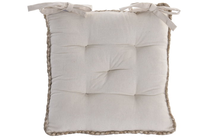 DKD Home Decor Cojín para Silla de Yute y Algodón 40x40x4 cm Marrón Natural
