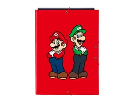 Safta Carpeta de Cartón Super Mario Mamma Mia con Solapas y Gomas