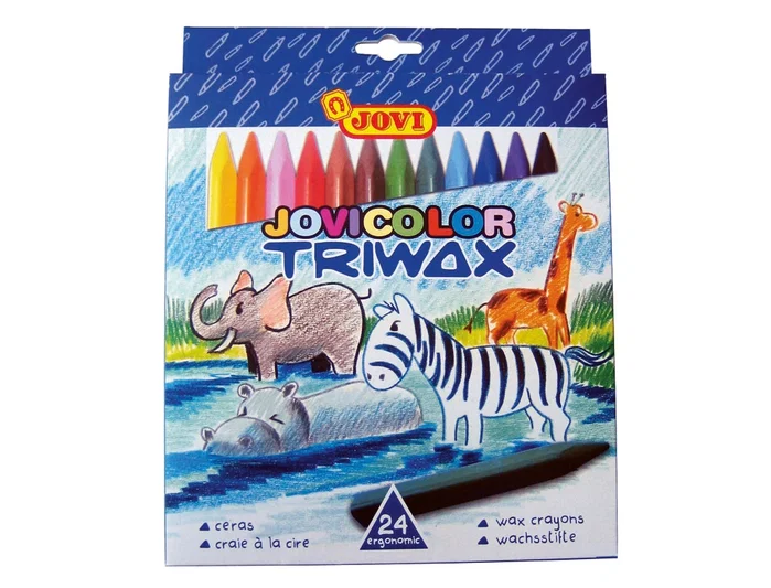 Jovi Lápices de Cera Jovicolor Triwax Triangulares, Colores Surtidos, 24 Unidades