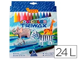Jovi Lápices de Cera Jovicolor Triwax Triangulares, Colores Surtidos, 24 Unidades
