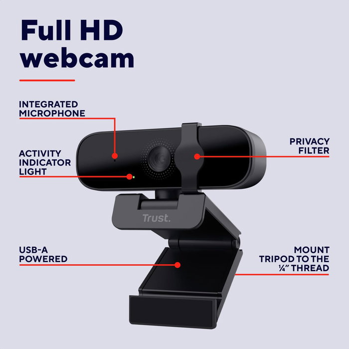 Trust Tanor Webcam Full HD 1080p Negro