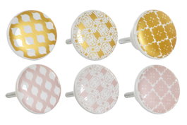DKD Home Decor Pomos de Gres y Metal 4x4x2,5 cm Surtidos