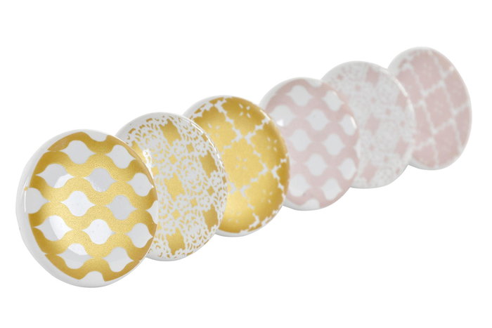 DKD Home Decor Pomo Decorativo Rosa Dorado 4 x 2.5 x 4 cm (24 Unidades)