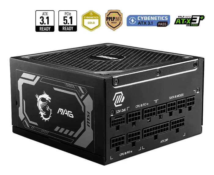 MSI MAG A1000GL PCIE5 Fuente de Alimentación 1000W ATX 3.1 Gold Negra MSI MAG A1000GL PCIE5 Fuente de Alimentación 1000W ATX 3.1 Gold Negra