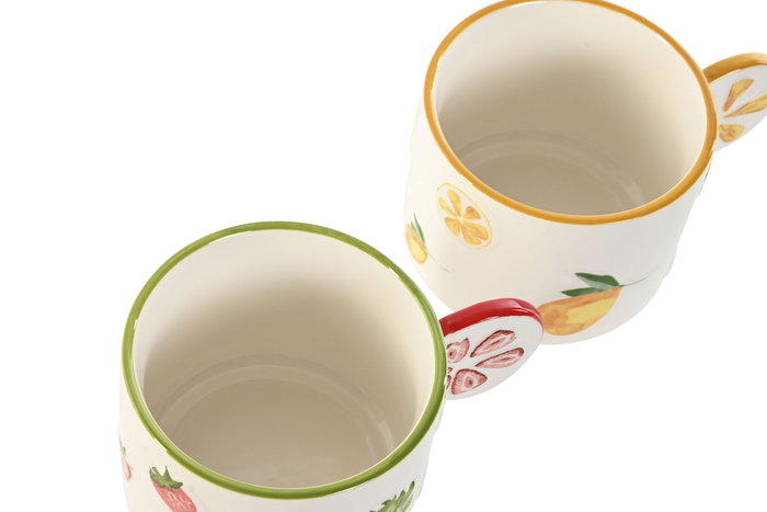 DKD Home Decor Mug Moderno Amarillo Rojo 9.3 x 7.7 x 12.6 cm Colección Frutas 24 (6 Unidades)