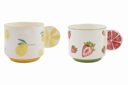 DKD Home Decor Mug Moderno Amarillo Rojo 9.3 x 7.7 x 12.6 cm Colección Frutas 24 (6 Unidades)