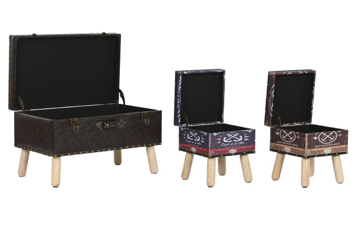 DKD Home Decor Baul Atlantico Multicolor Marron 40 x 45 x 70 cm Set de 3