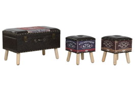 DKD Home Decor Baul Atlantico Multicolor Marron 40 x 45 x 70 cm Set de 3