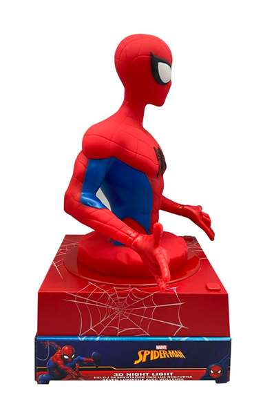 Kids Euroswan Lámpara 3D Spiderman con Despertador y Fecha para Dormitorio Infantil, Luz Nocturna, Regalo para Niños
