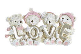 DKD Home Decor Figura de Oso en Resina Rosa