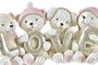 DKD Home Decor Figura Navidad Fantasia Oso Rosa Dorado Crema Resina 15.5 x 5.5 x 7.5 cm