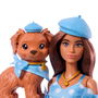 Barbie JFP38 Muñeca Twinning Looks Morena con Perro Accesorio Conjunto Azul Lunares +3 Años