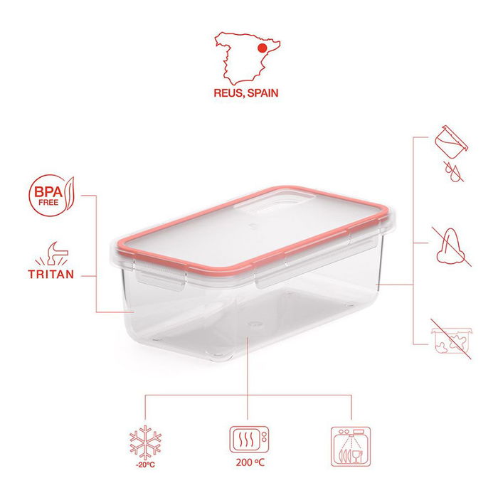 Valira 6090/50 Fiambrera Hermética Transparente Tritán Libre de BPA 750 ml 100% Hermético