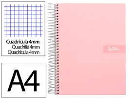 Liderpapel Cuaderno Espiral Crafty A4 80 Hojas Cuadro 4 mm Rosa