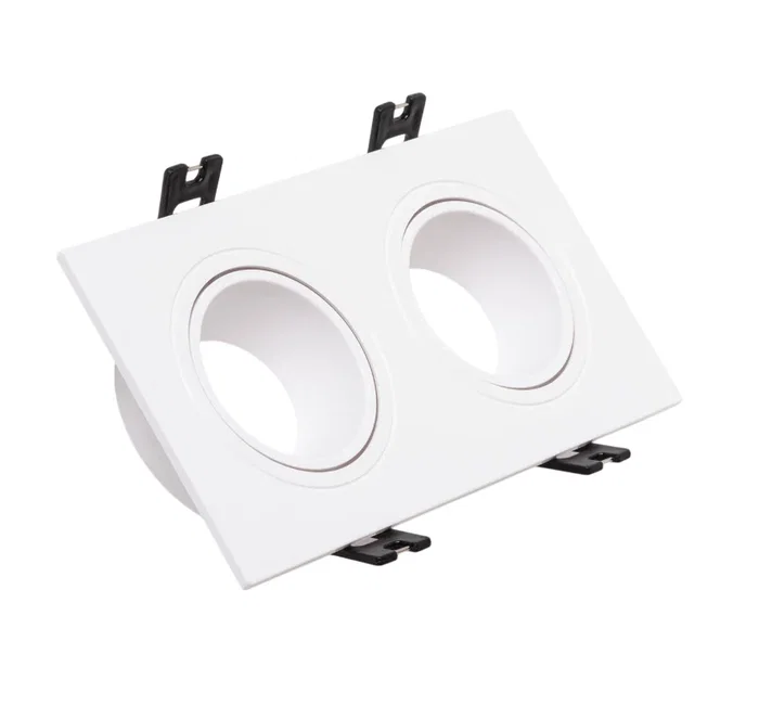 Aro Foco Downlight Empotrable Rectangular Blanco 2xGU10 Policarbonato Aro Foco Downlight Empotrable Rectangular Blanco 2xGU10 Policarbonato