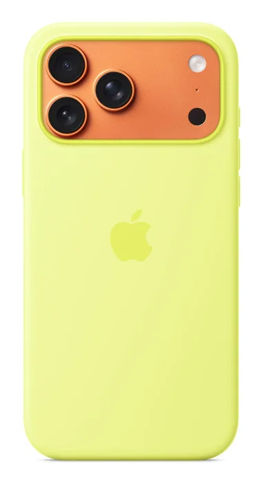 Apple iPhone 17 Pro Max Funda de Silicona con MagSafe para Carga Inalámbrica, Color Neon Yellow, MGFM4ZM/A