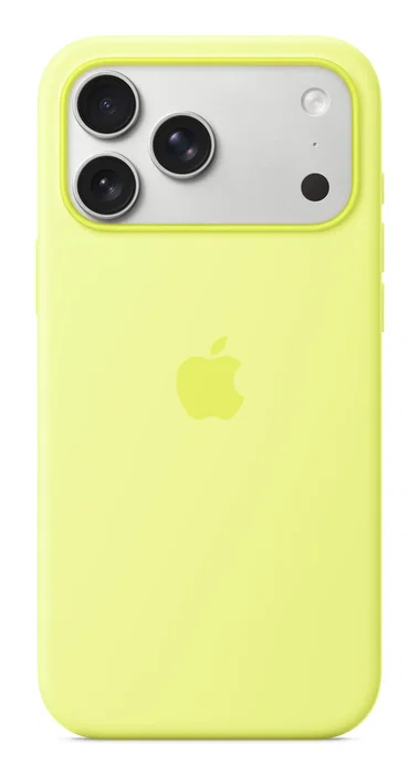 Apple iPhone 17 Pro Max Funda de Silicona con MagSafe para Carga Inalámbrica, Color Neon Yellow, MGFM4ZM/A