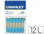 Manley Lápices de Cera Unicolor Azul Celeste N.17 Caja de 12 Unidades