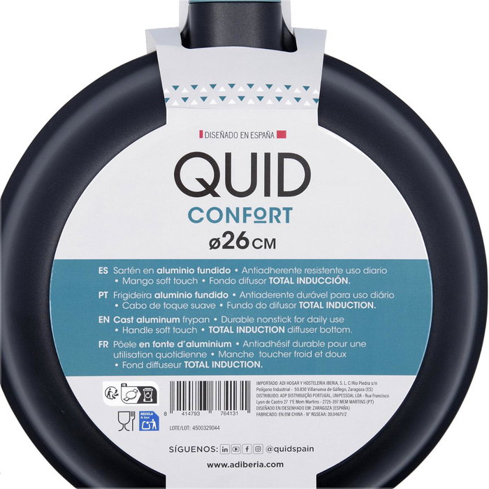 Quid Sartén de Aluminio Fundido Confort 26 cm Negro