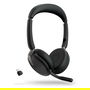 Jabra Evolve2 65 Flex Link380c UC Stereo con Base de Carga Inalámbrica Auriculares Diadema Inalámbricos y USB Cancelación de Ruido para Oficina/Centro de Llamadas Negro