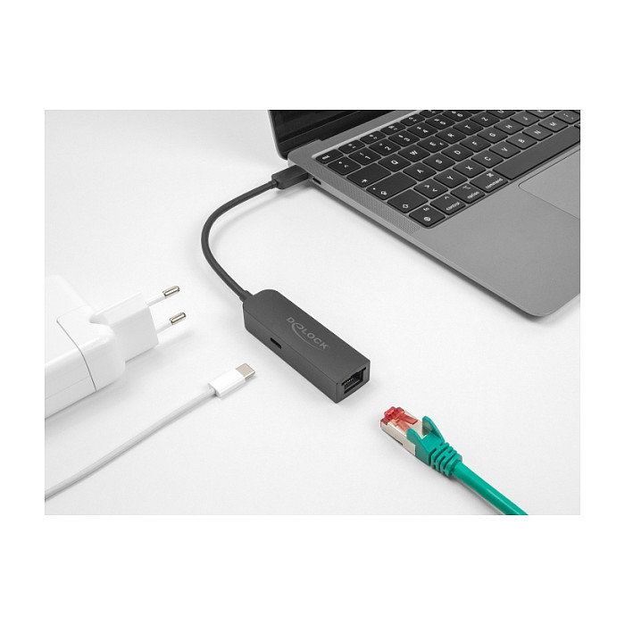 DeLOCK Adaptador USB Type-C™ a 2,5 Gigabit LAN con Power Delivery 100W DeLOCK Adaptador USB Type-C™ a 2,5 Gigabit LAN con Power Delivery 100W