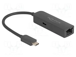 DeLOCK Adaptador USB Type-C™ a 2,5 Gigabit LAN con Power Delivery 100 W Negro