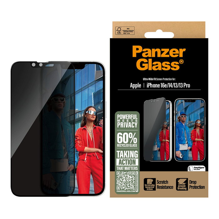 PanzerGlass Privacy Screen Ultra-Wide Fit para iPhone 16e, 14, 13 y 13 Pro