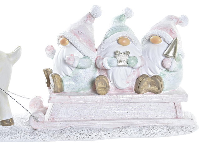 DKD Home Decor Figura Navidad Fantasia Rosa Blanco Trineo Resina 7 x 11.5 x 23 cm