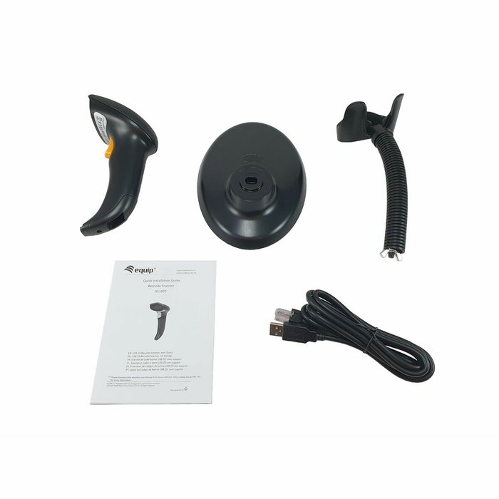 Equip Lector de códigos de barras 2D USB con Soporte Negro