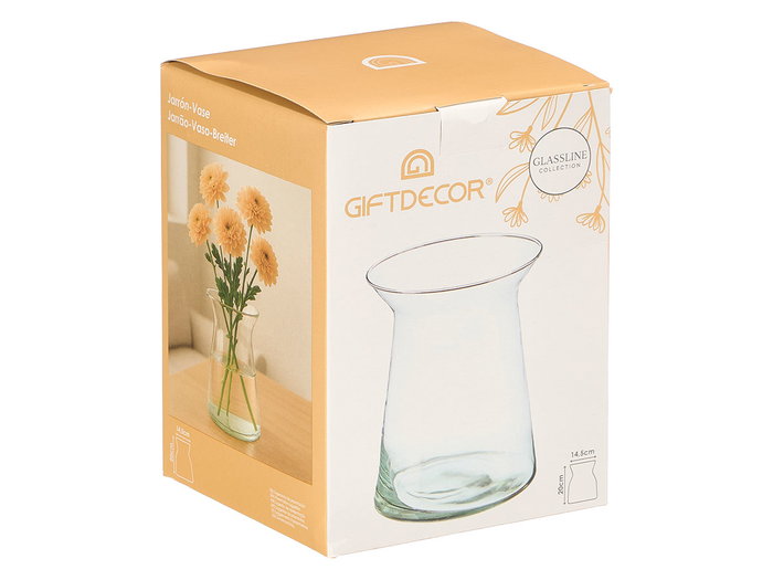Giftdecor Jarron Cristal Transparente Ancho 20 cm Boca Abierta 14 x 20.5 x 14 cm (Set de 12)