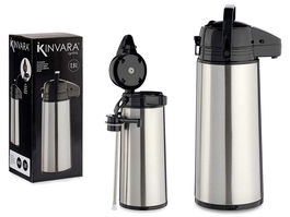 Kinvara Termo Grifo Acero Inox 1.9L con Bomba de Aire - Dimensiones 17 x 35.5 x 13.5 cm (Set de 4)
