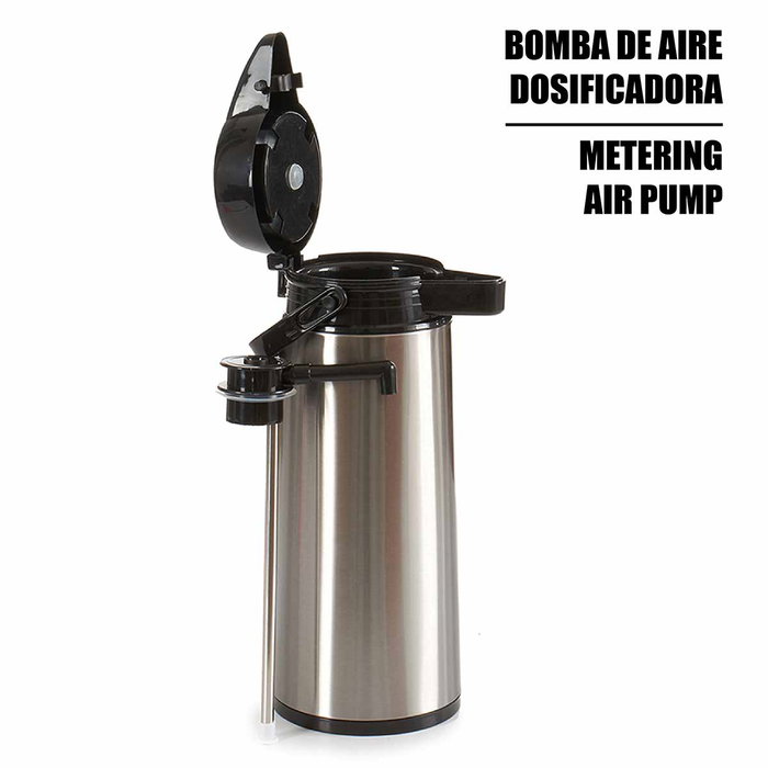 Kinvara Termo Grifo Acero Inox 1.9L con Bomba de Aire - Dimensiones 17 x 35.5 x 13.5 cm (Set de 4)