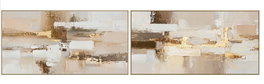 DKD Home Decor Cuadro Lienzo Abstracto Set de 2 Piezas Beige y Dorado 140x70x3,7 cm