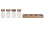 DKD Home Decor Set de 4 Especieros de Cristal y Acacia de 90ml